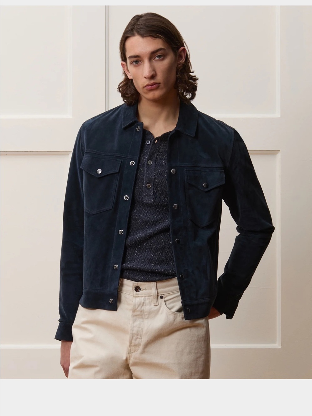 Todd Snyder Navy Suede Shirt Jacket
